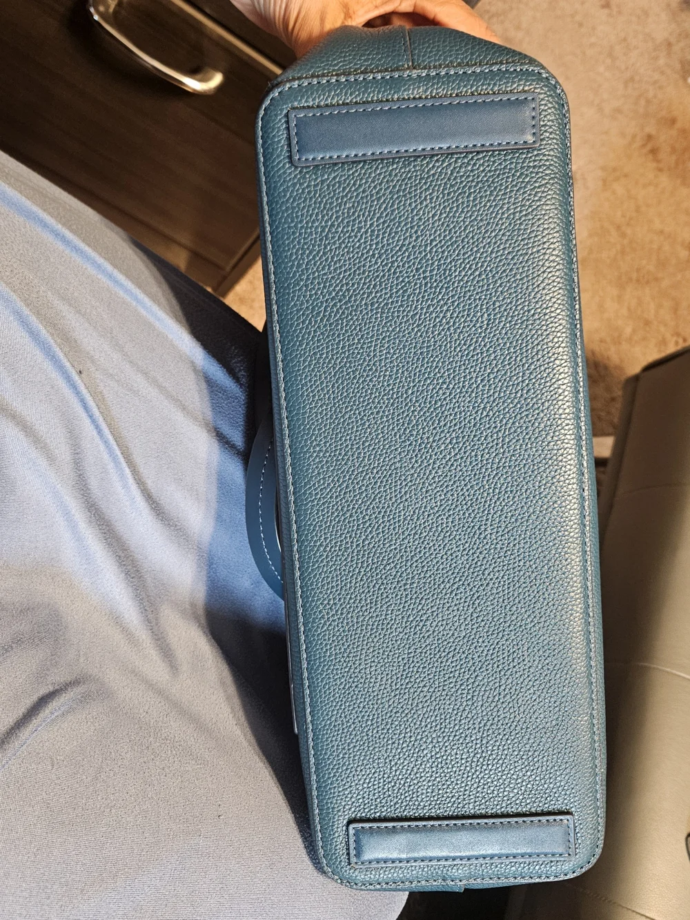 Michael Kors Dark Teal Blue Pebbled Leather Tote with Wristlet